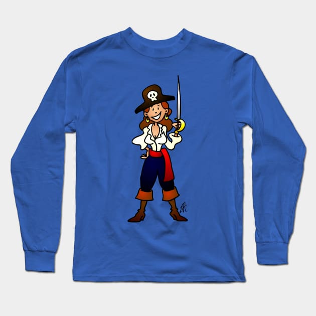 Pirate girl Long Sleeve T-Shirt by Cardvibes